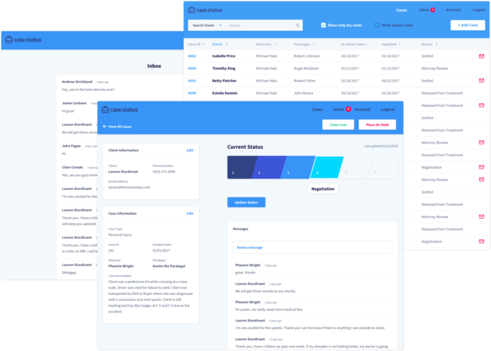 screenshot of Case Status